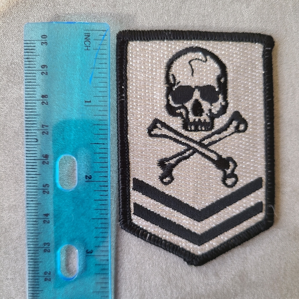 Skull Military Style Iron On Embroidered Patch